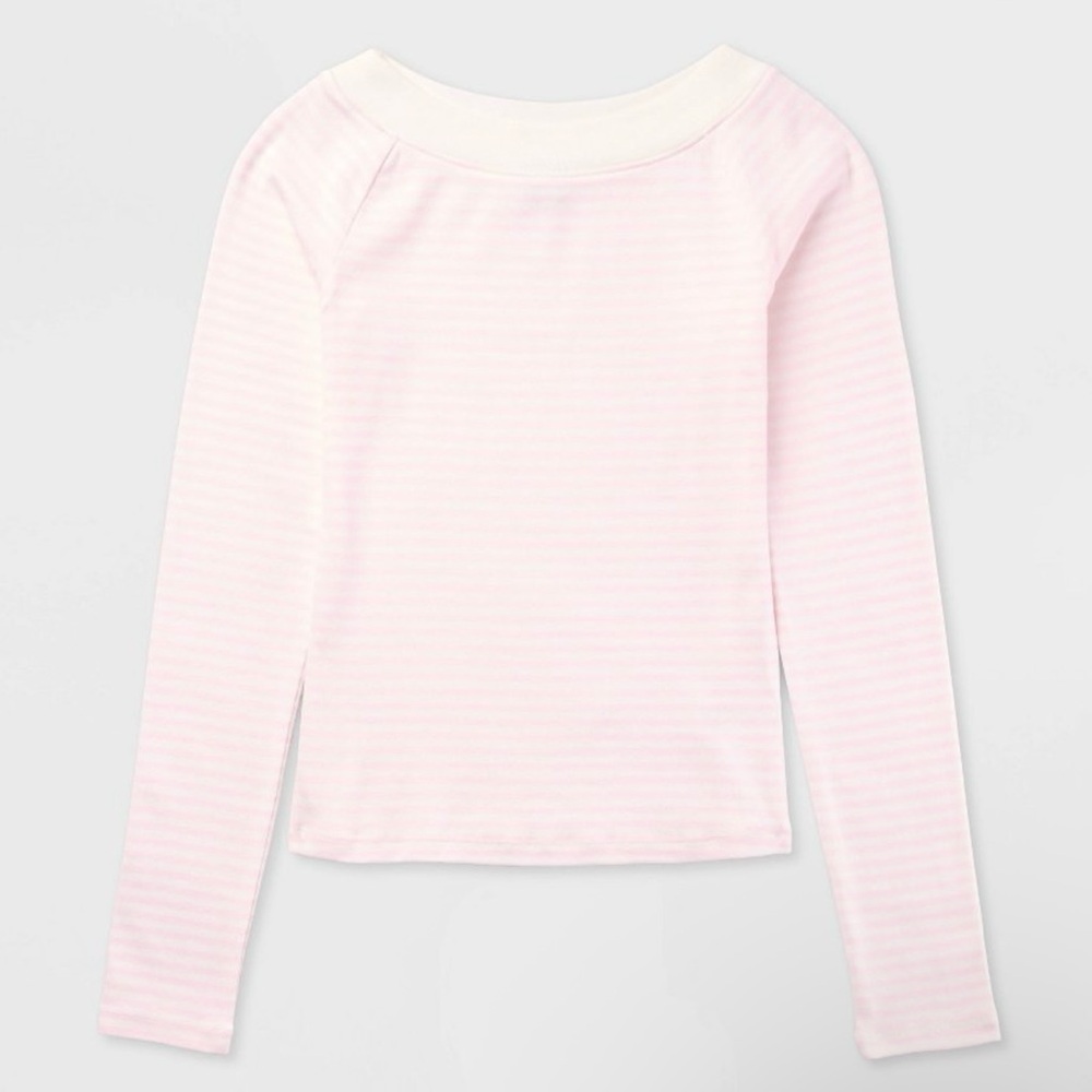Wild Fable Light Pink Long Sleeve Stripe Top